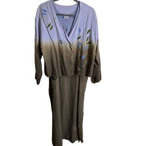 Odile Vintage Art To Wear Linen Lagonlook Maxi Dress Jacket Set Size M